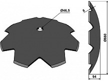 Notched disc for assembling on round shafts