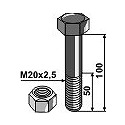 Schraube mit Sicherungsmutter - M20 x 2,5 - 10.9