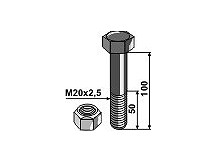 Bolt with self-locking nut - M20 x 2,5 - 10.9