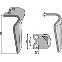 Tine for rotary harrows, left model