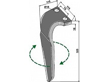 Tine for rotary harrows, right model