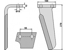 Tine for rotary harrows, left model