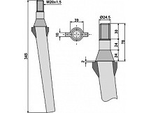 Tine for rotary harrows