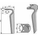 Tine for rotary harrows, left