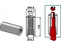 Welding bushs for tines with locking piston