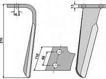 Tine for rotary harrows, right model