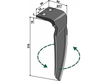 Tine for rotary harrows, left model