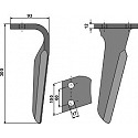 Tine for rotary harrows, left model