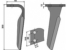 Tine for rotary harrows, left model