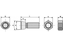 Plough bolt M12 x 1,75 x 35 with hexagon nut