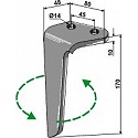 Tine for rotary harrows, left model