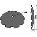 Notched disc for assembling on square shafts