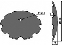 Notched disc for assembling on square shafts