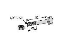 Schraube mit Sicherungsmutter - 1/2" UNF - 10.9