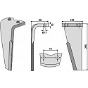 Tine for rotary harrows, left model