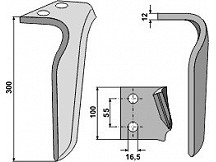 Tine for rotary harrows, left model