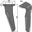 Tine for rotary harrows, left model