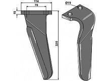 Tine for rotary harrows, left model