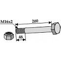 Schraube mit Sicherungsmutter - M16 x 2 - 8.8