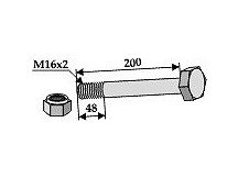 Schraube mit Sicherungsmutter - M16 x 2 - 8.8