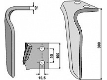 Tine for rotary harrows, right model