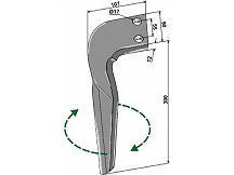 Tine for rotary harrows, right model