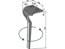 Tine for rotary harrows, left model