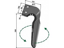 Tine for rotary harrows, left model