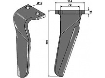 Tine for rotary harrows, right model