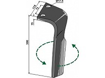 Tine for rotary harrows, left model