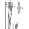 Tine for rotary harrows, right model