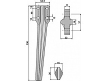 Tine for rotary harrows, right model