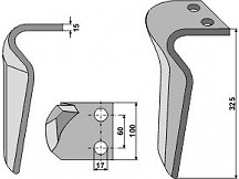 Tine for rotary harrows, right model