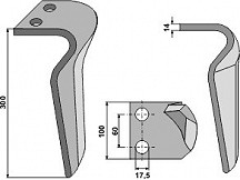 Tine for rotary harrows, left model