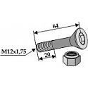 Schraube M 12 x 65 -10.9 mit Sicherungsmutter