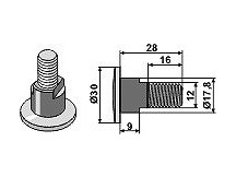 Bolt for rotary mower blades - M12x1,75 - 12.9