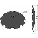 Notched disc for assembling on square shafts