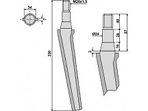 Tine for rotary harrows