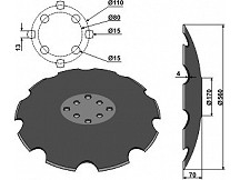 Notched disc with flat neck Ř560
