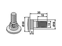 Bolt for rotary mower blades - M12x1,75 - 12.9