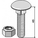 Saucer-head screws with self-locking nuts fitting for scrapers - M12 x 1,75 - 8.8