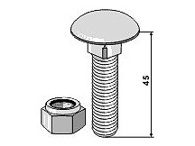 Saucer-head screws with self-locking nuts fitting for scrapers - M12 x 1,75 - 8.8