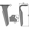 Tine for rotary harrows, right model