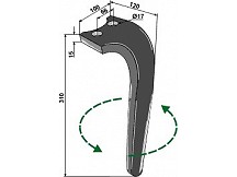 Tine for rotary harrows, left model