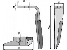 Tine for rotary harrows, right model