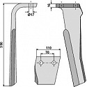 Tine for rotary harrows, left model