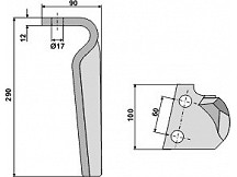 Tine for rotary harrows, left model