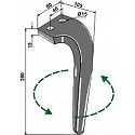 Tine for rotary harrows, left model