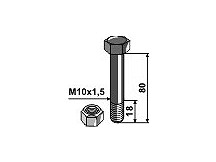 Schraube mit Sicherungsmutter - M10x1,5 - 10.9