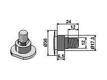 Bolt for rotary mower blades - M12x1,75 - 12.9